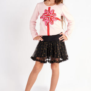 Haven Girl Black Gold Stars Tulle‎ Skort Skirt  5 12 Holidays Christmas NEW